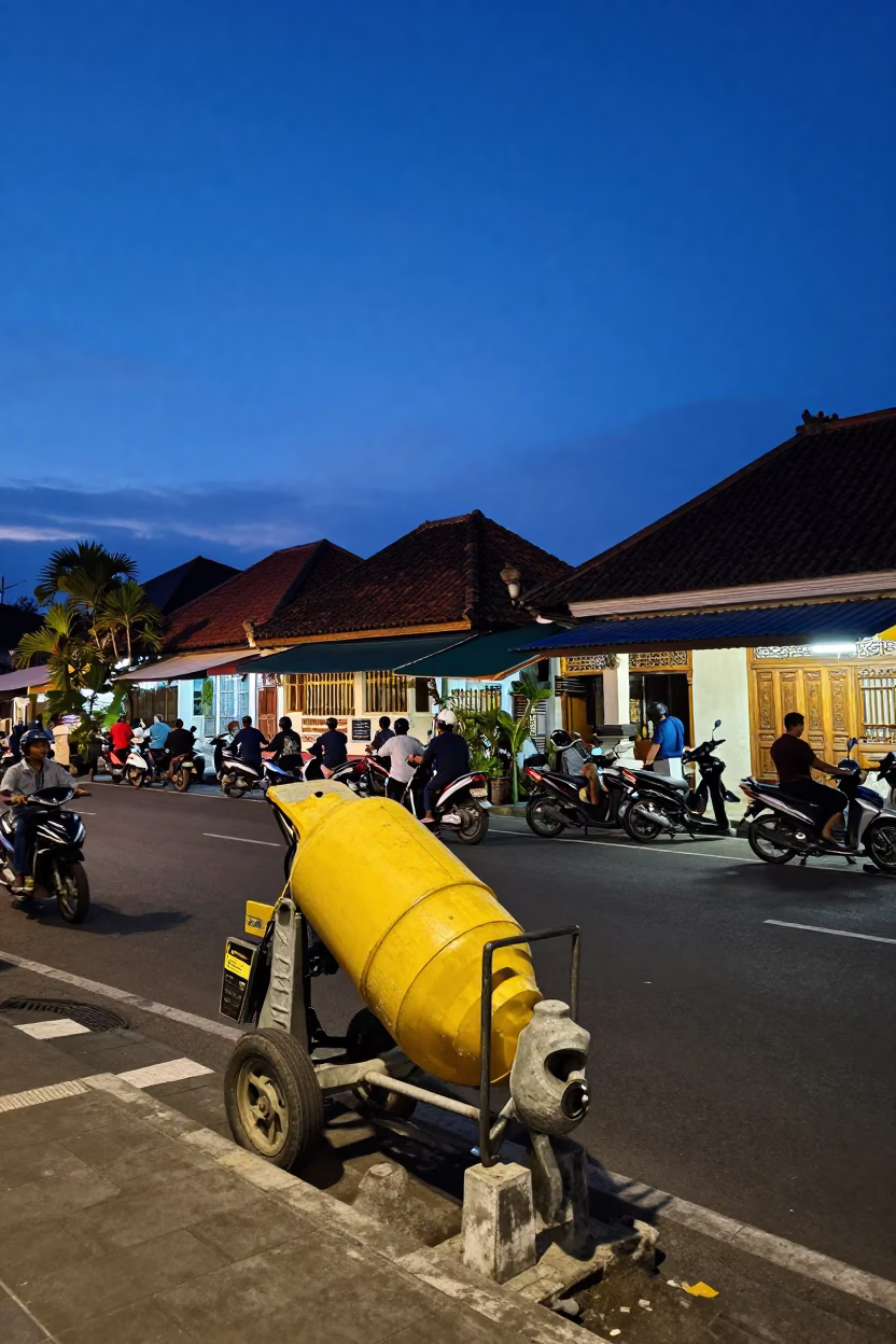 Scene Bali in Denpasar at Twilight in in Denpasar, Indonesia