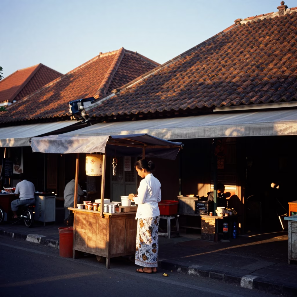 Scene Bali just after sunrise in Denpasar in in Denpasar, Indonesia