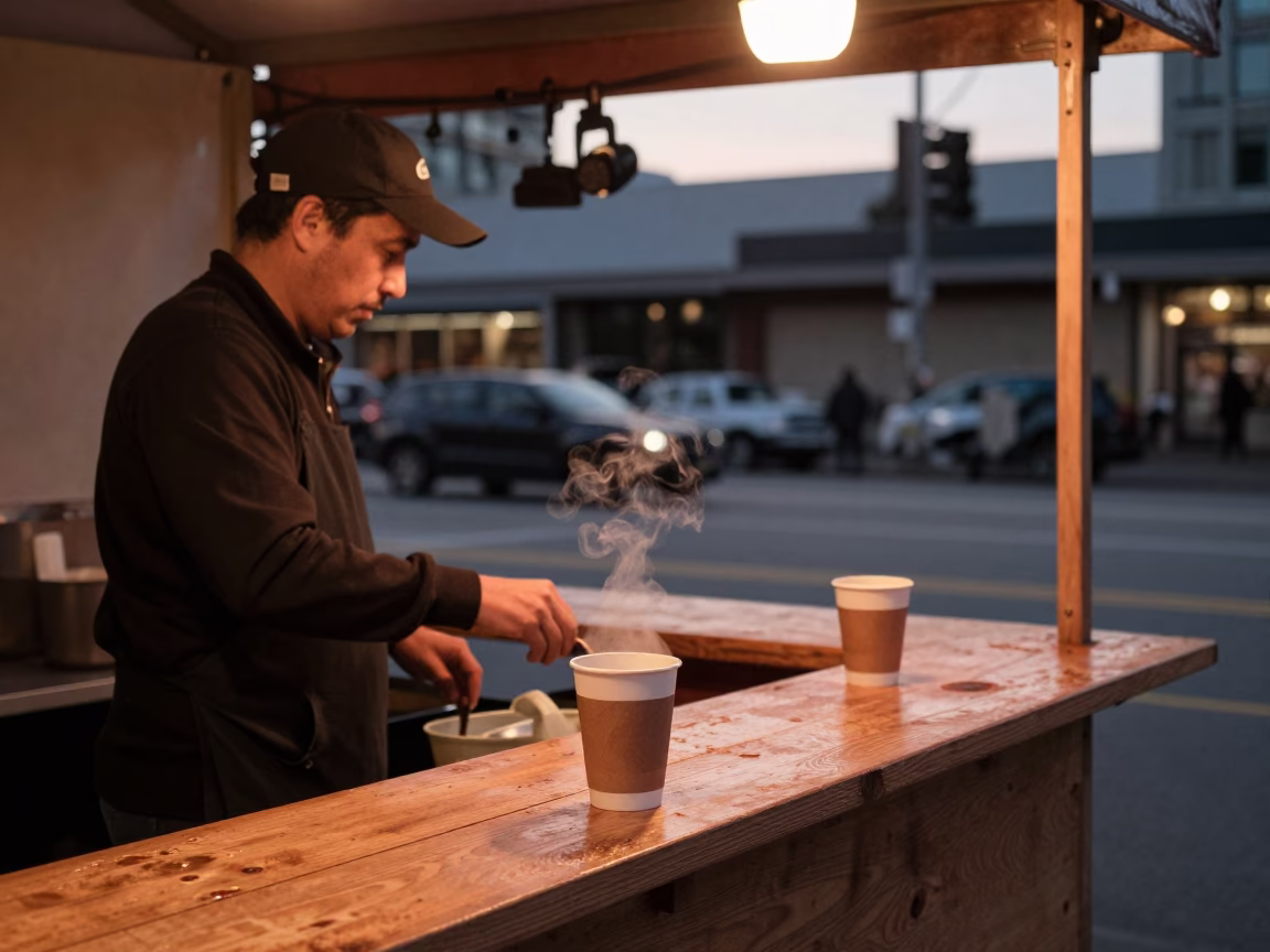 Scene BC in Vancouver at Copper-toned Light Before Dusk in in Vancouver, British Columbia, Canada