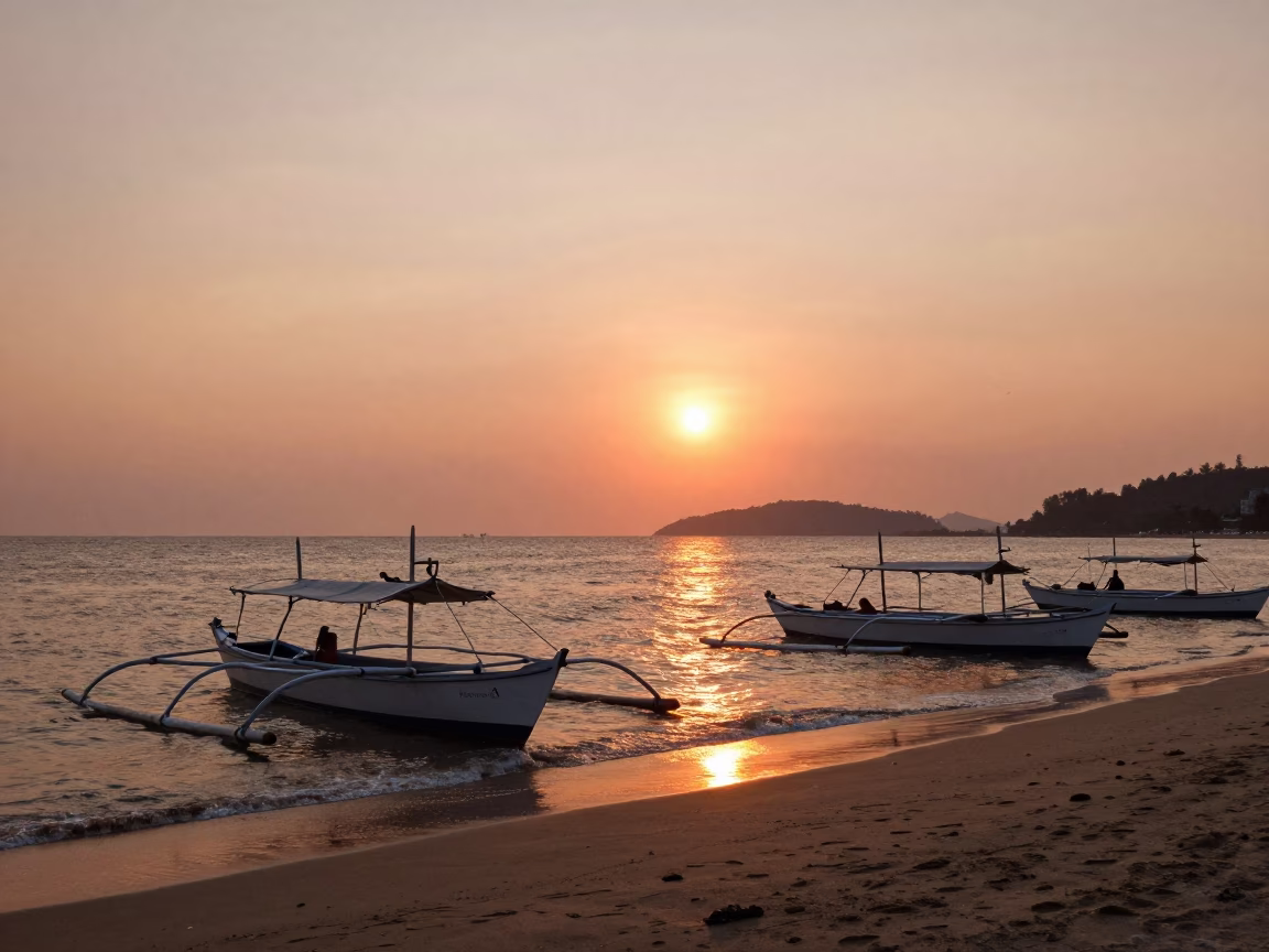 Scene Beach in Phuket at Sunset Light in in Phuket, Thailand