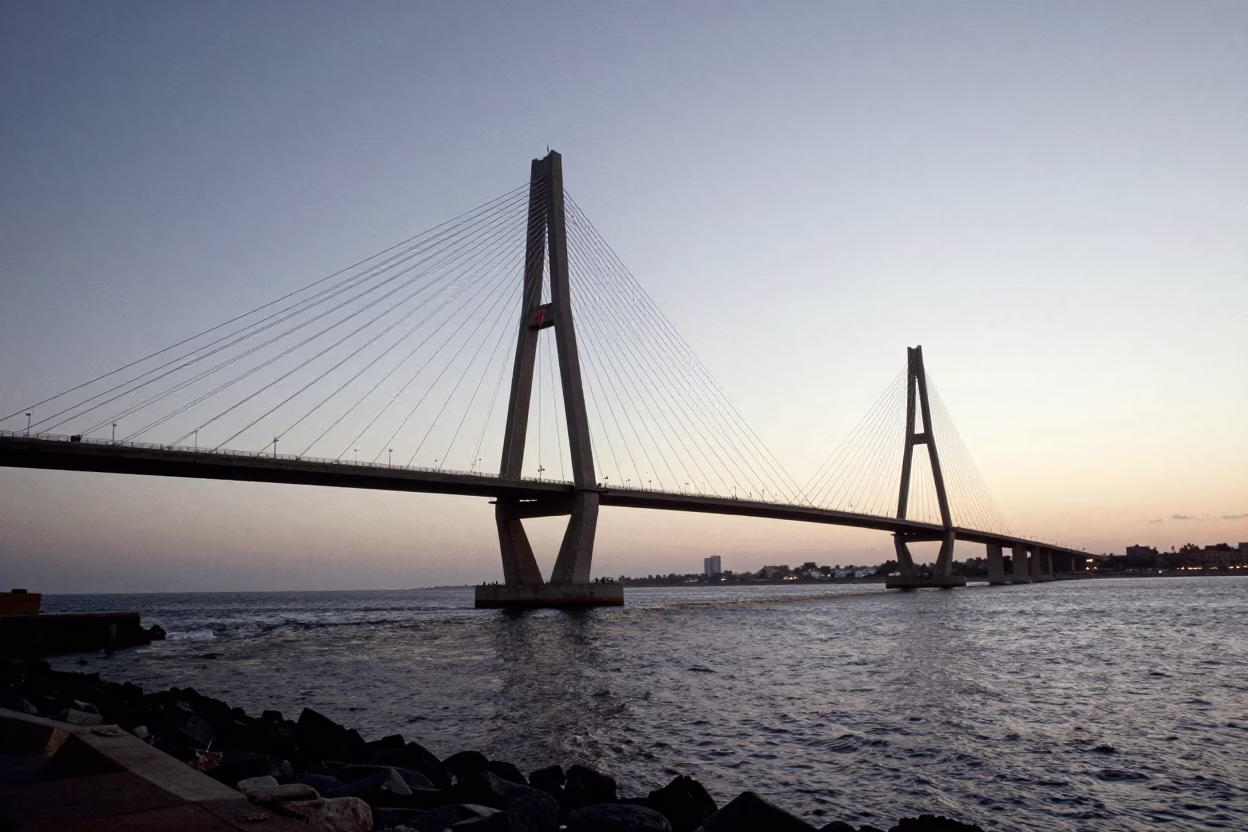 Scene Bridge in Dakar at As First Light Reaches The Scene in in Dakar, Senegal
