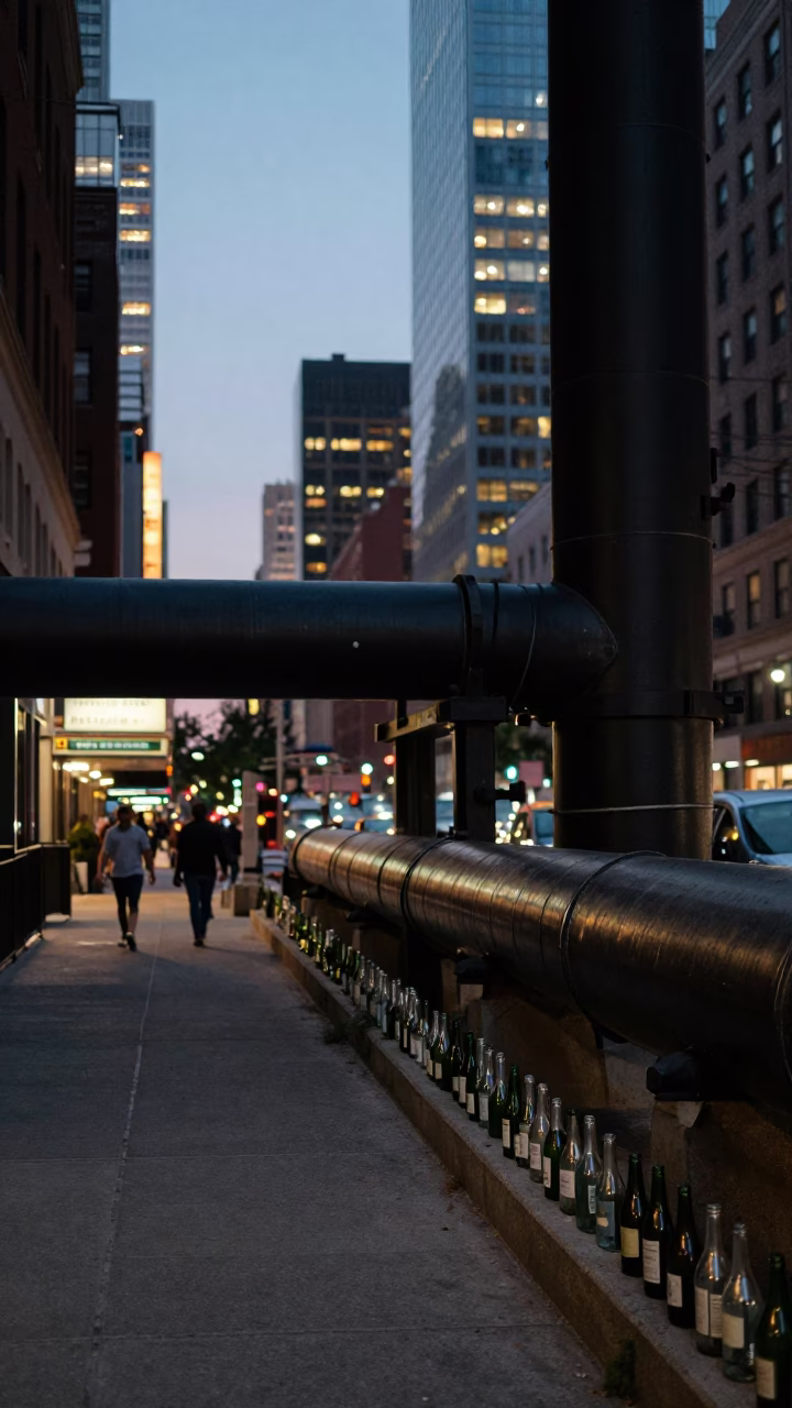 Scene City in New York at As City Lights Begin To Glow in in New York, New York, United States