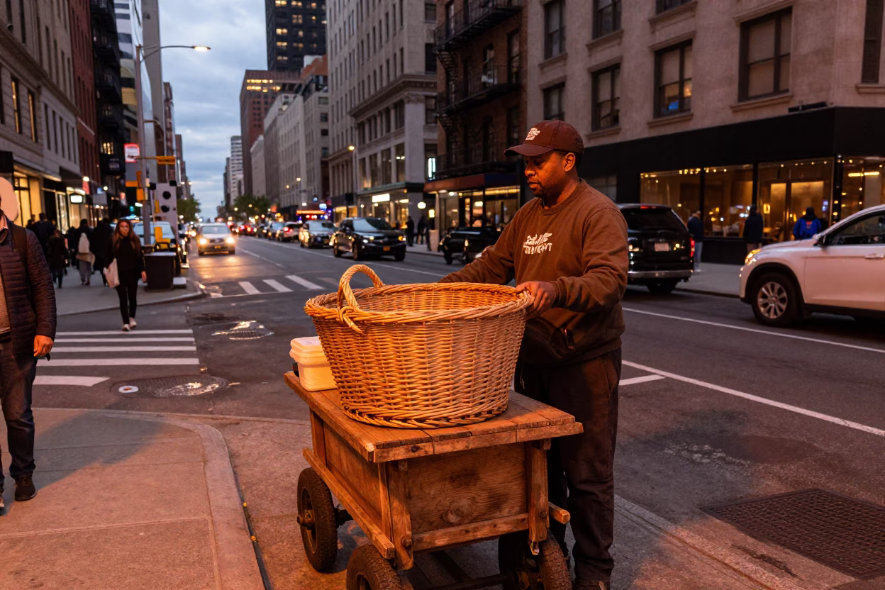 Scene City in New York at Copper-toned Light Before Dusk in in New York, New York, United States