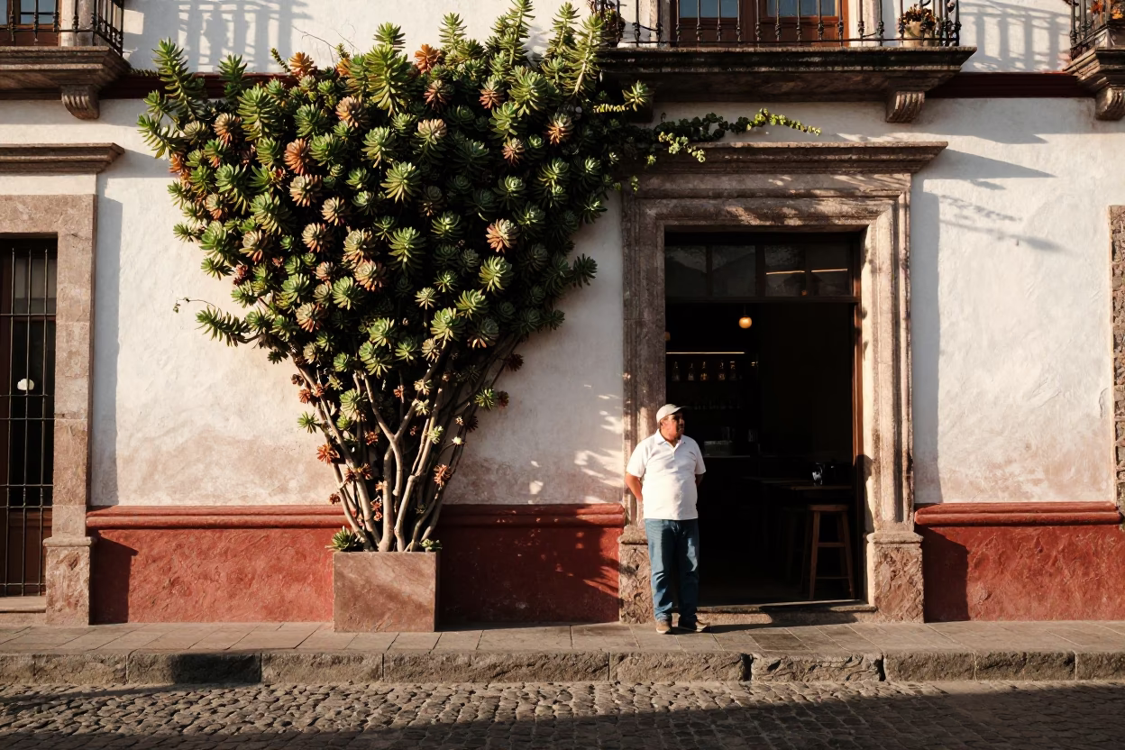 Scene City in Oaxaca at The Late Morning Light in in Oaxaca, Mexico