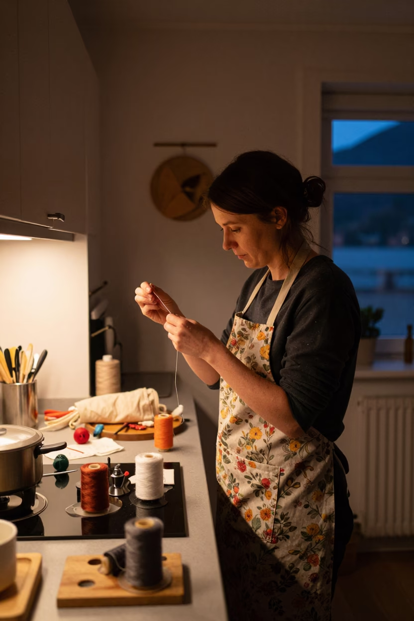 Scene Home in Bergen at Midnight Light in in Bergen, Norway