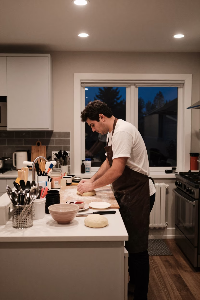 Scene Home in Vancouver at Midnight Light in in Vancouver, British Columbia, Canada