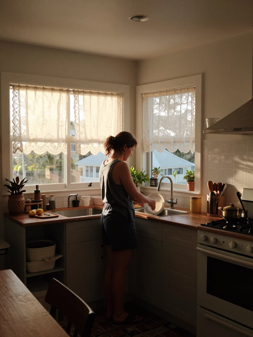 Scene Home in Wellington at Evening Light in in Wellington, New Zealand