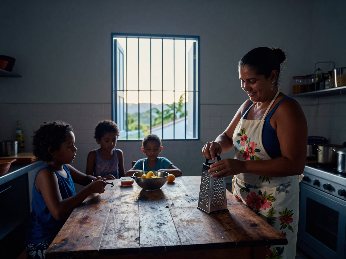 Scene Kitchen in Salvador at Sunrise Light in in Salvador, Brazil