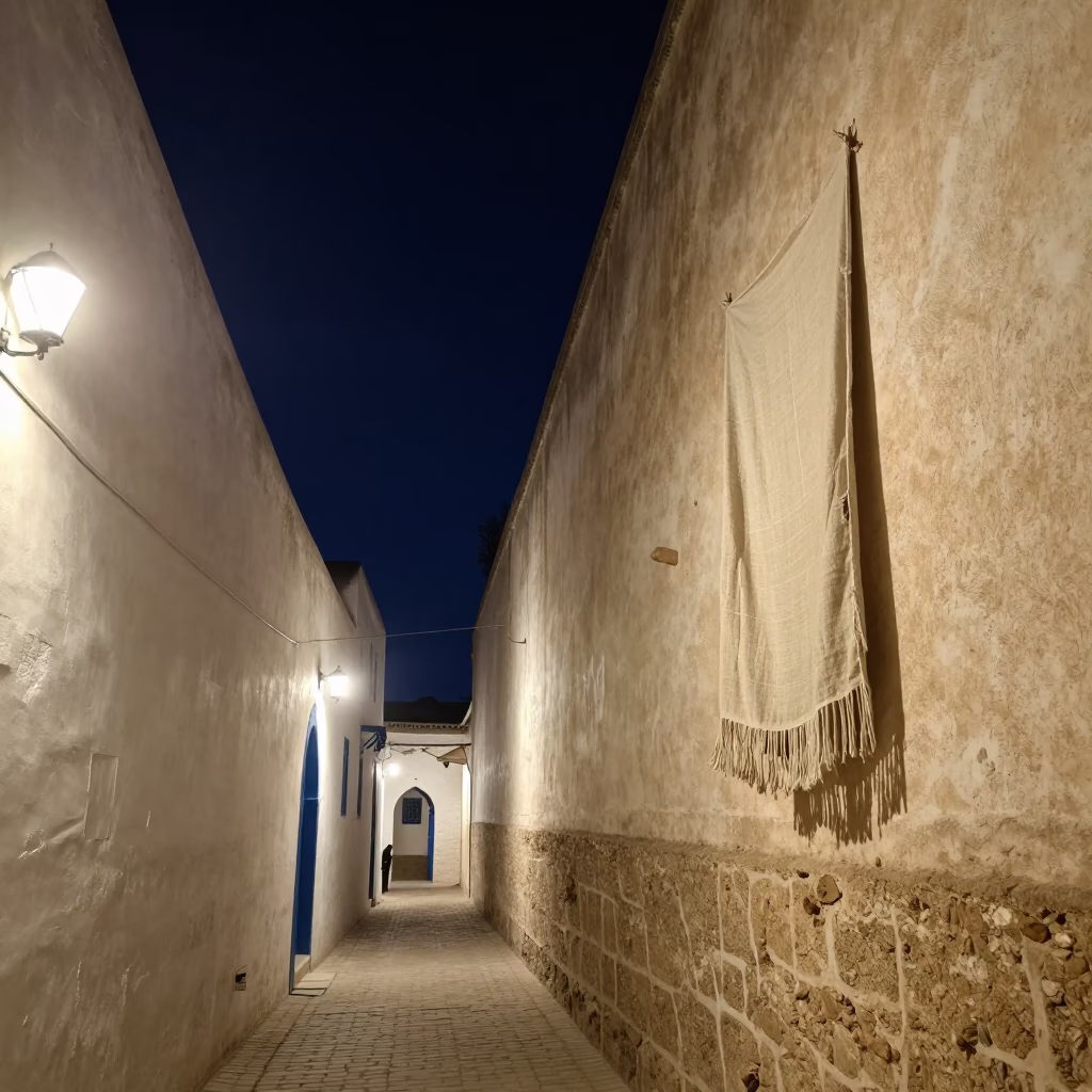 Scene Medina at The Deepest Night Sky Light in Tunis in in Tunis, Tunisia