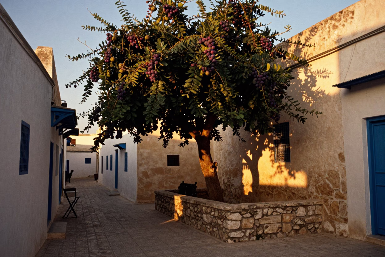 Scene Medina in Tunis at Golden Hour in in Tunis, Tunisia
