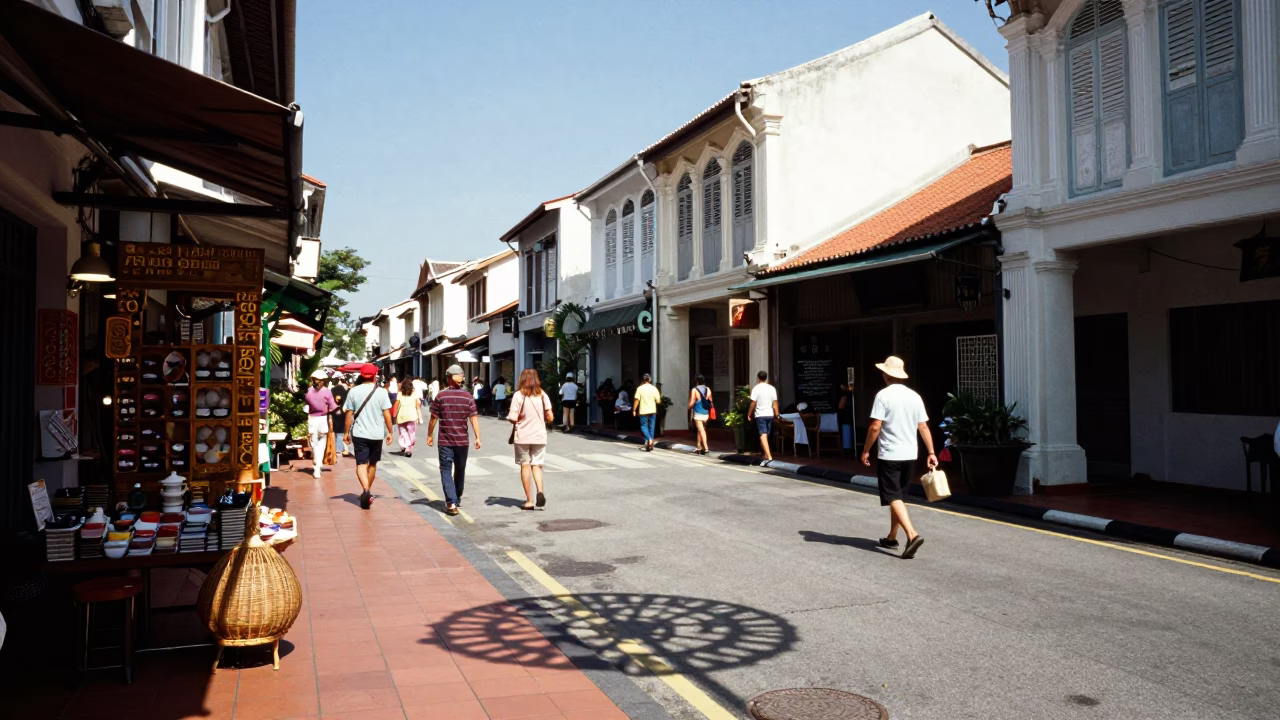 Scene Midday in George Town at Midday Light in in George Town, Malaysia