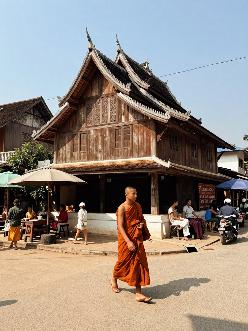 Scene Midday in Luang Prabang at Midday Light in in Luang Prabang, Laos