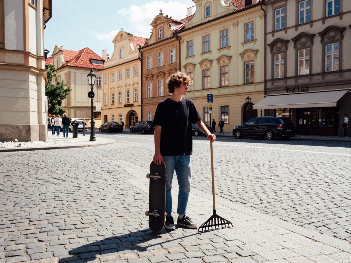 Scene Midday in Prague at Midday Light in in Prague, Czech Republic