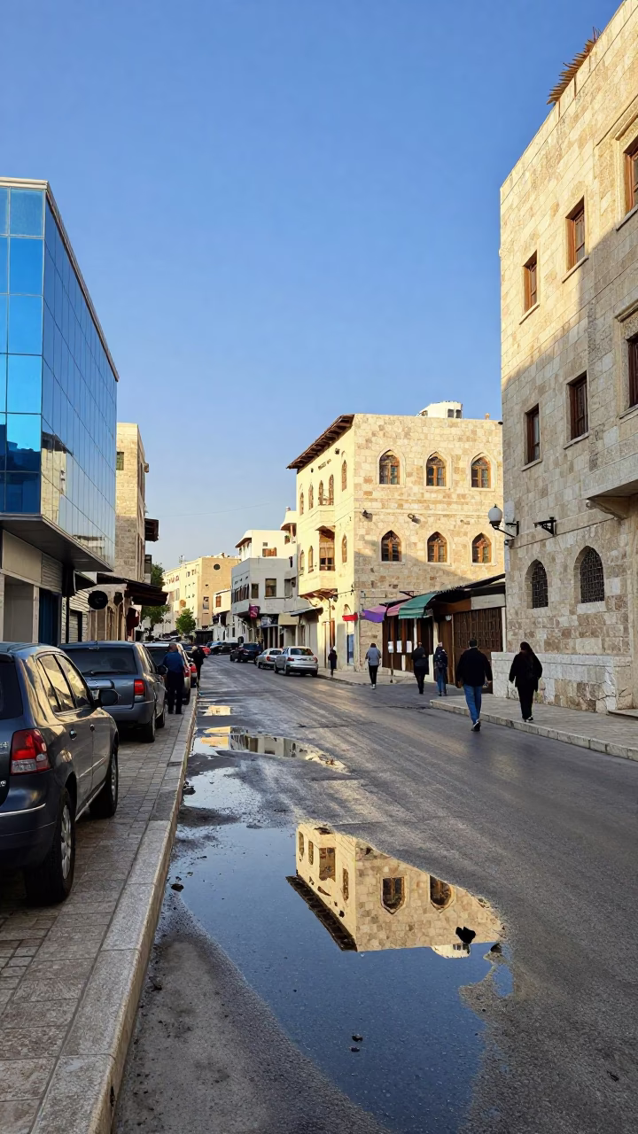 Scene Midmorning in Amman at Bright Midmorning Light in in Amman, Jordan