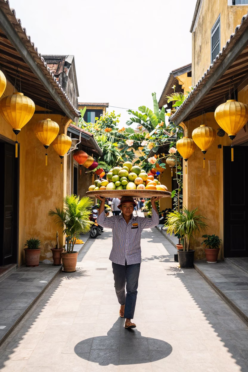 Scene Midmorning in Hoi An at Bright Midmorning Light in in Hoi An, Vietnam