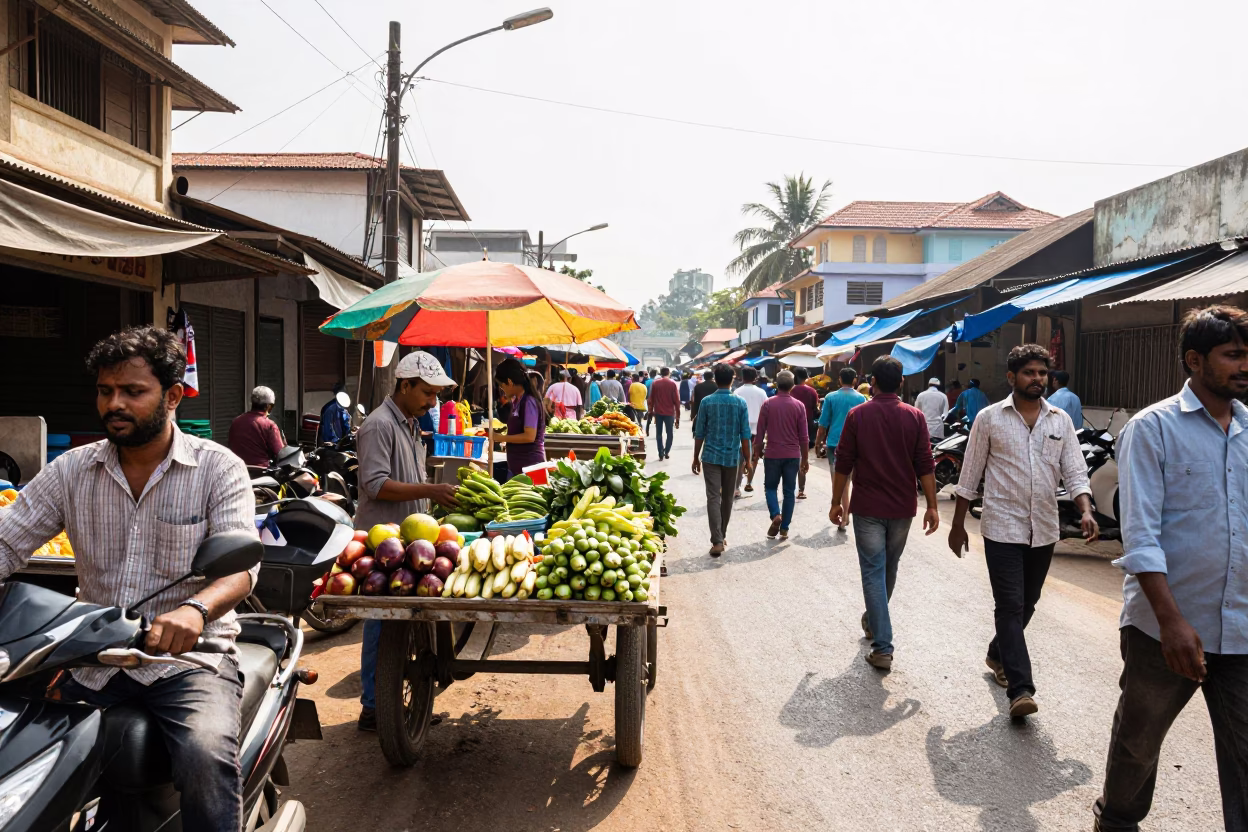 Scene Midmorning in Kochi at Bright Midmorning Light in in Kochi, India
