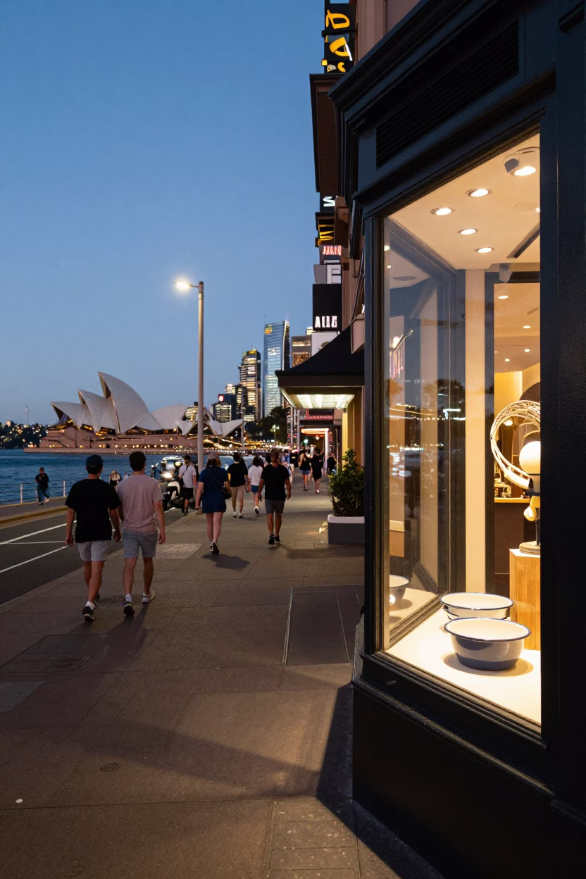 Scene NSW in Sydney at As City Lights Begin To Glow in in Sydney, New South Wales, Australia
