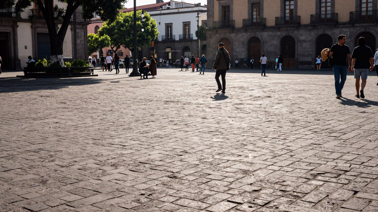 Scene Plaza in Mexico City at Midday Light in in Mexico City, Mexico
