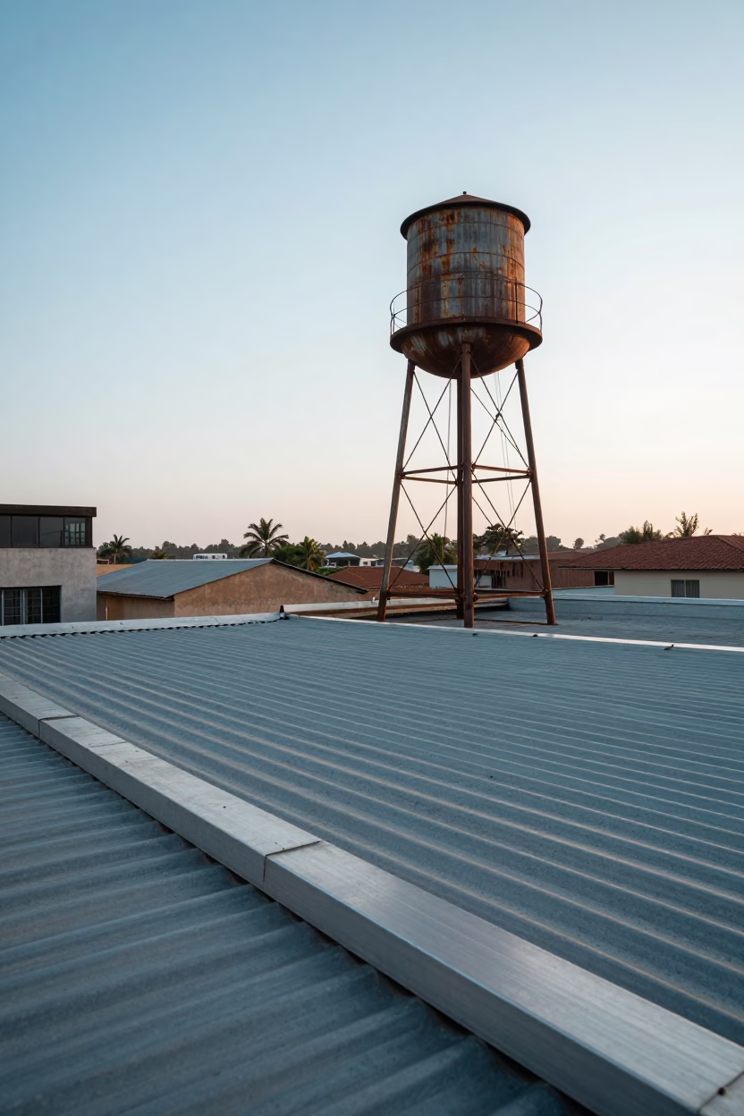 Scene Rooftop in Accra at First Light Of Dawn in in Accra, Ghana