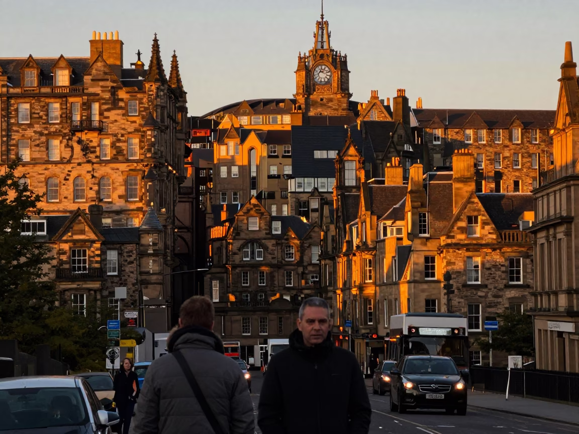 Scene Scotland in Edinburgh at Sunset Light in in Edinburgh, United Kingdom