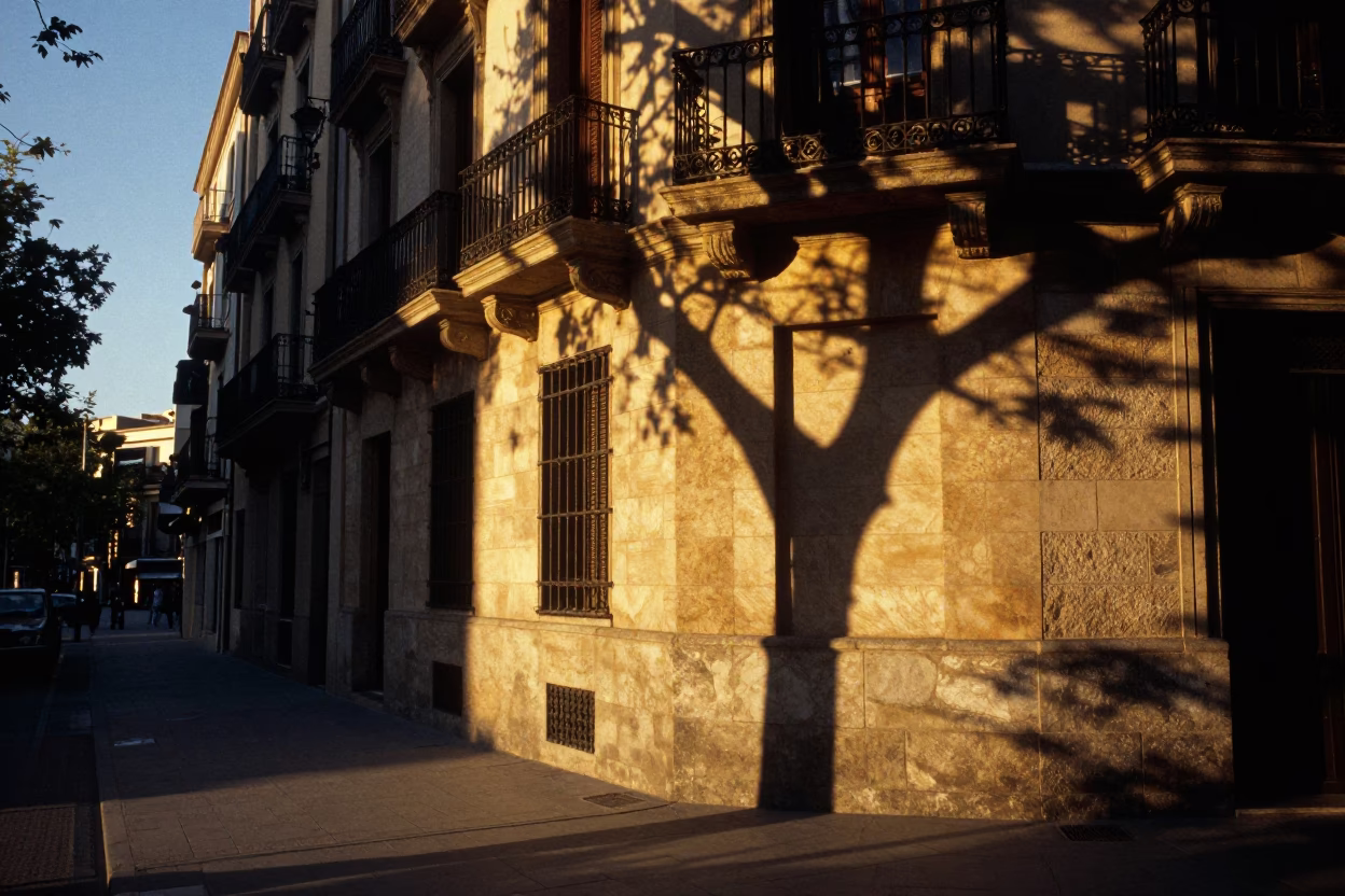 Scene Sunset in Barcelona at Sunset Light in in Barcelona, Spain