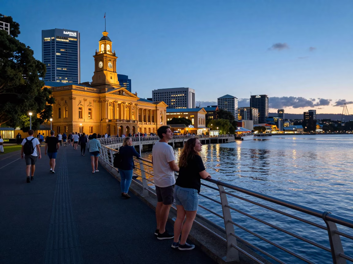 Scene Tasmania in Hobart at Blue Hour in in Hobart, Tasmania, Australia