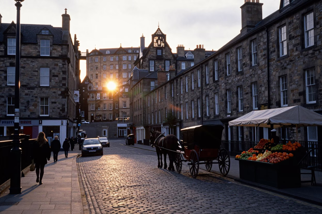 Scene UK in Edinburgh at As The Sun Drops Toward The Horizon in in Edinburgh, United Kingdom