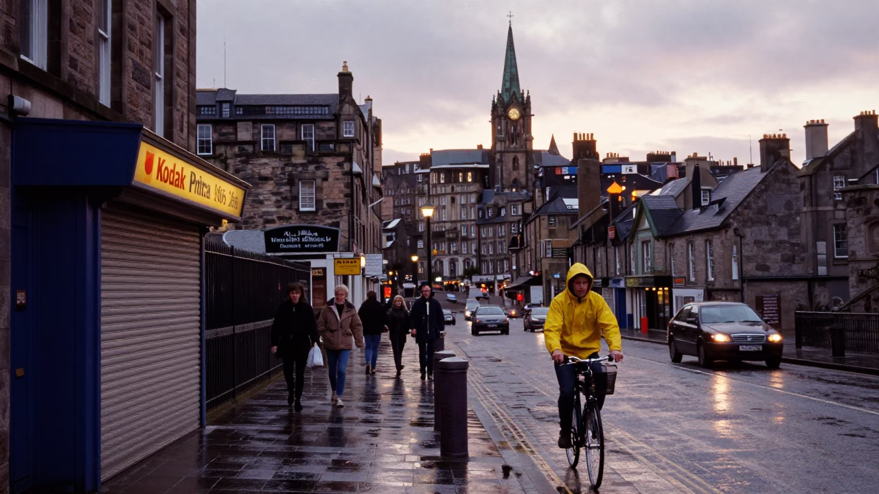 Scene UK in Edinburgh at Nautical Dawn Light in in Edinburgh, United Kingdom