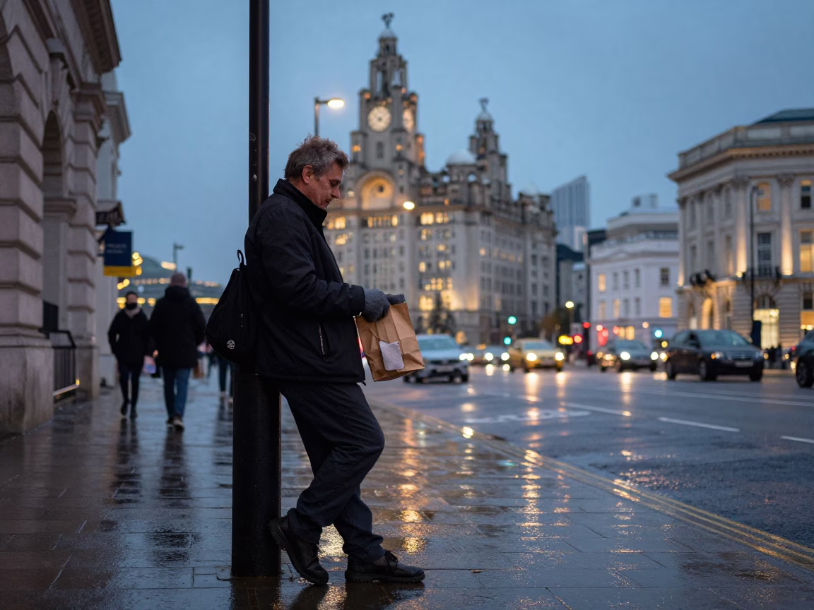 Scene UK in Liverpool at As City Lights Begin To Glow in in Liverpool, United Kingdom