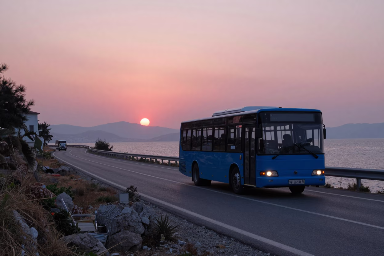 Scenic View in Izmir at As The Sun Drops Toward The Horizon in in Izmir, Turkey