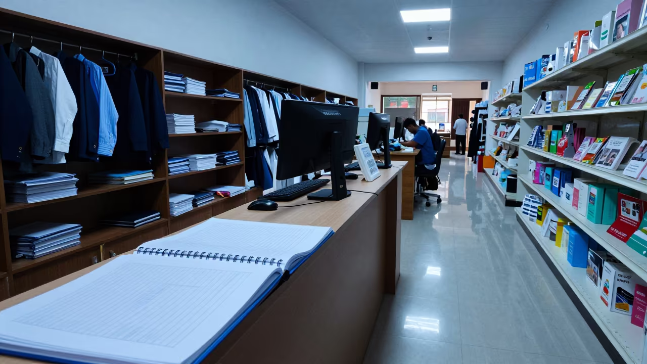 School Binder in Sohag Retail Aisle Twilight in inside a bright retail aisle in Sohag