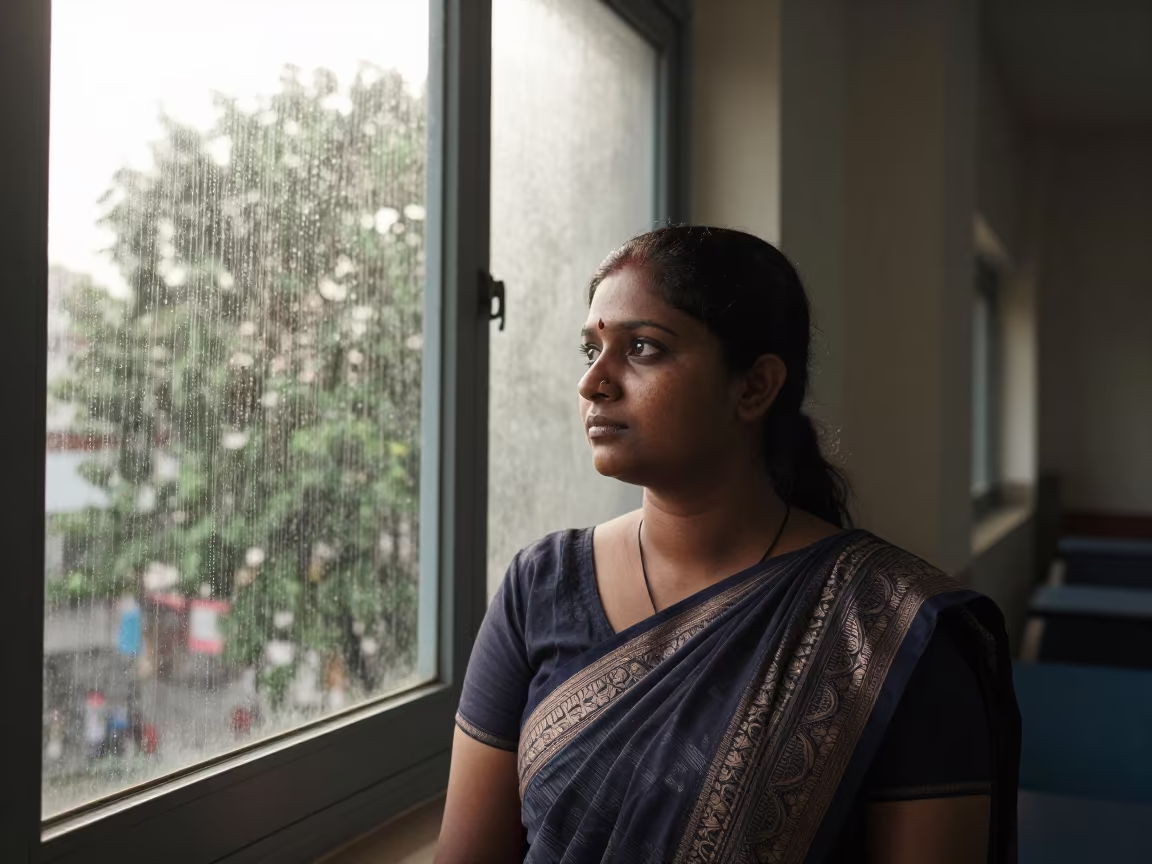 School Librarian in Green Monsoon Light in near Pune