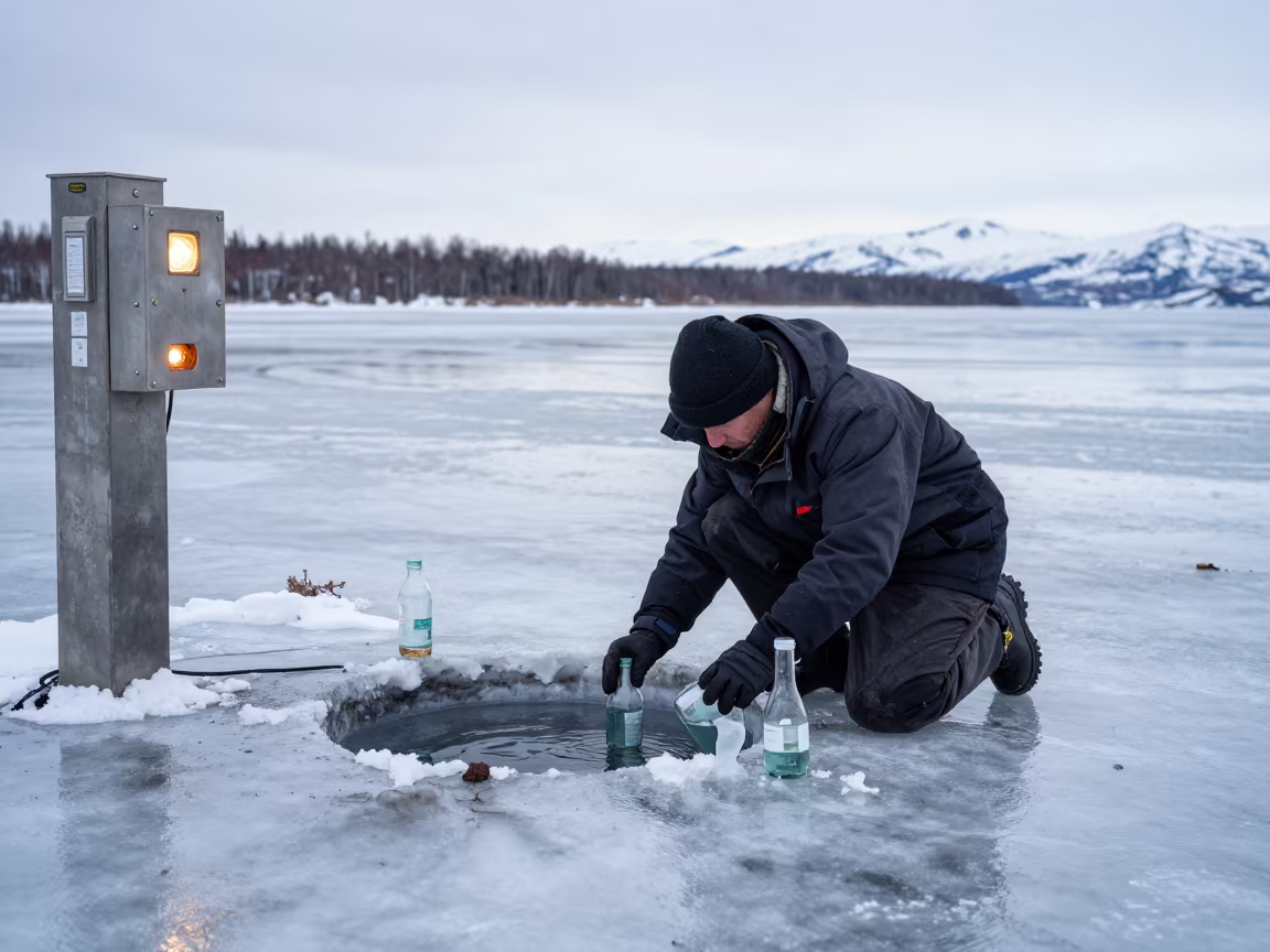 Scientist Collecting Lake Water in Anchorage in in Anchorage