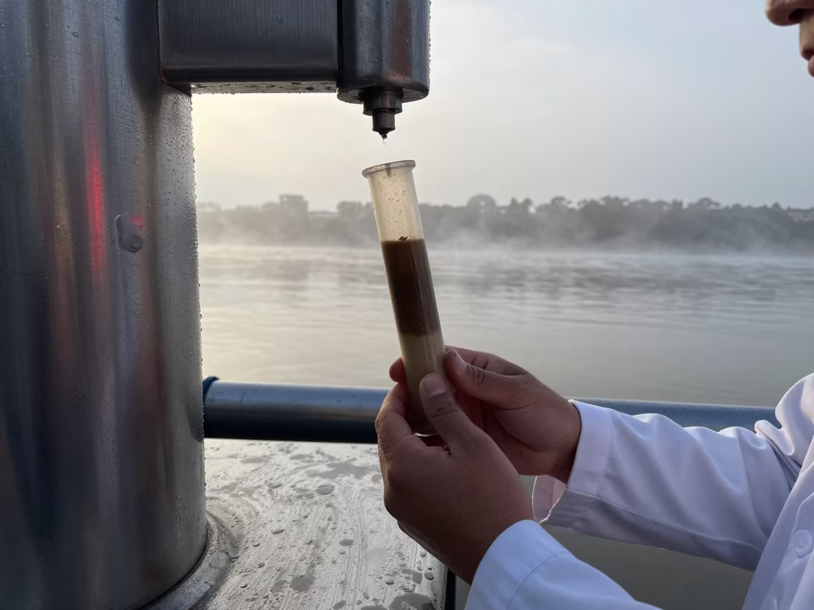 Scientist Holding Sediment Core Dawn Light in near Brisbane