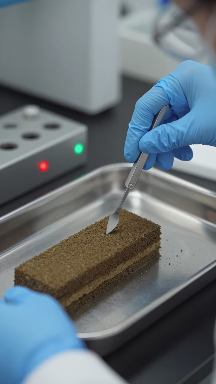 Scientist Trimming Sediment Core in Taipei Lab in in Taipei