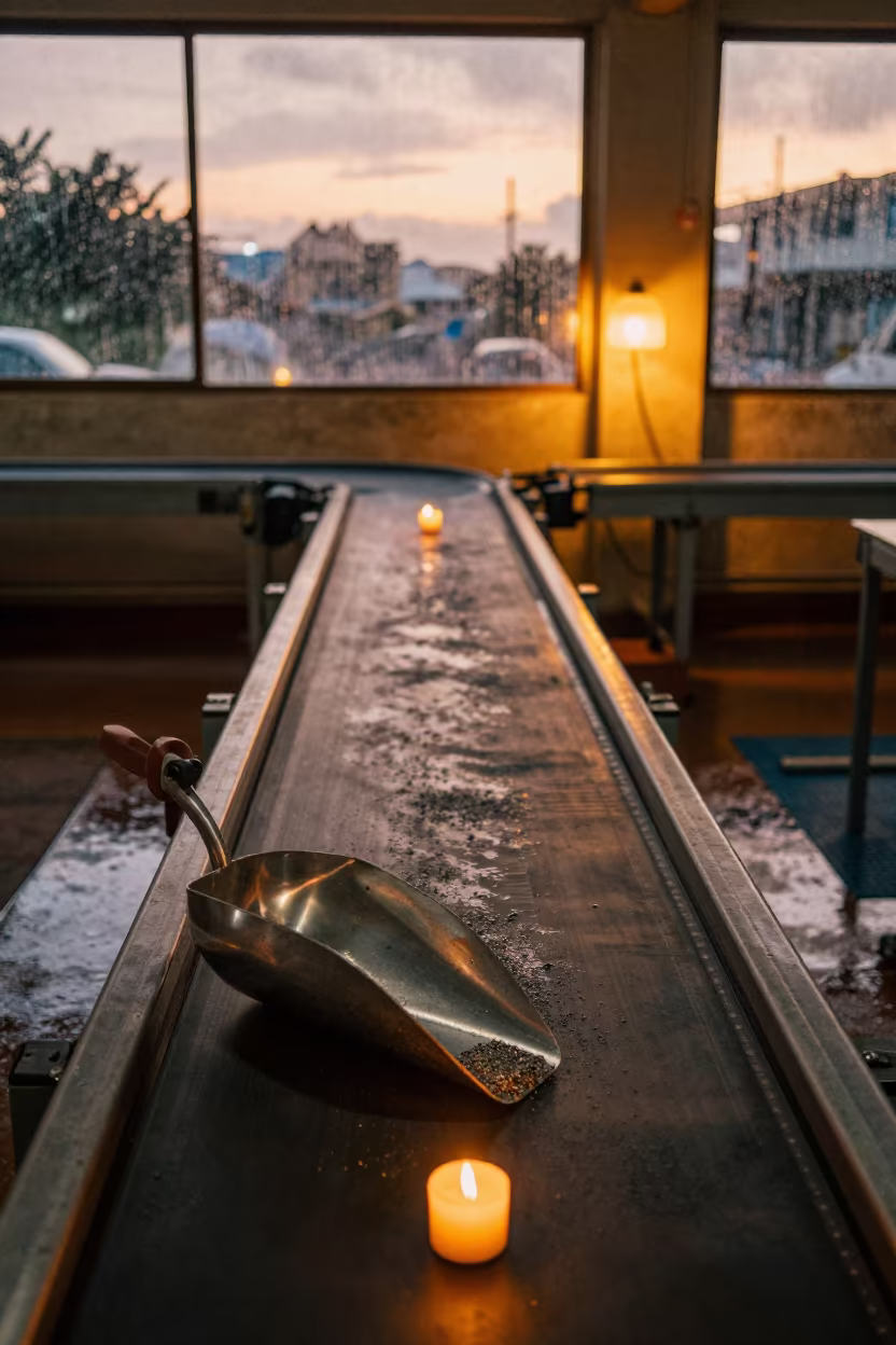 Scoop on Sorting Belt Before Export Run in at a parcel sorting belt in Nha Trang