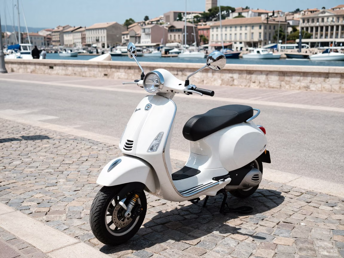 Scooter Parked in Marseille at Midday Light in in Marseille, France