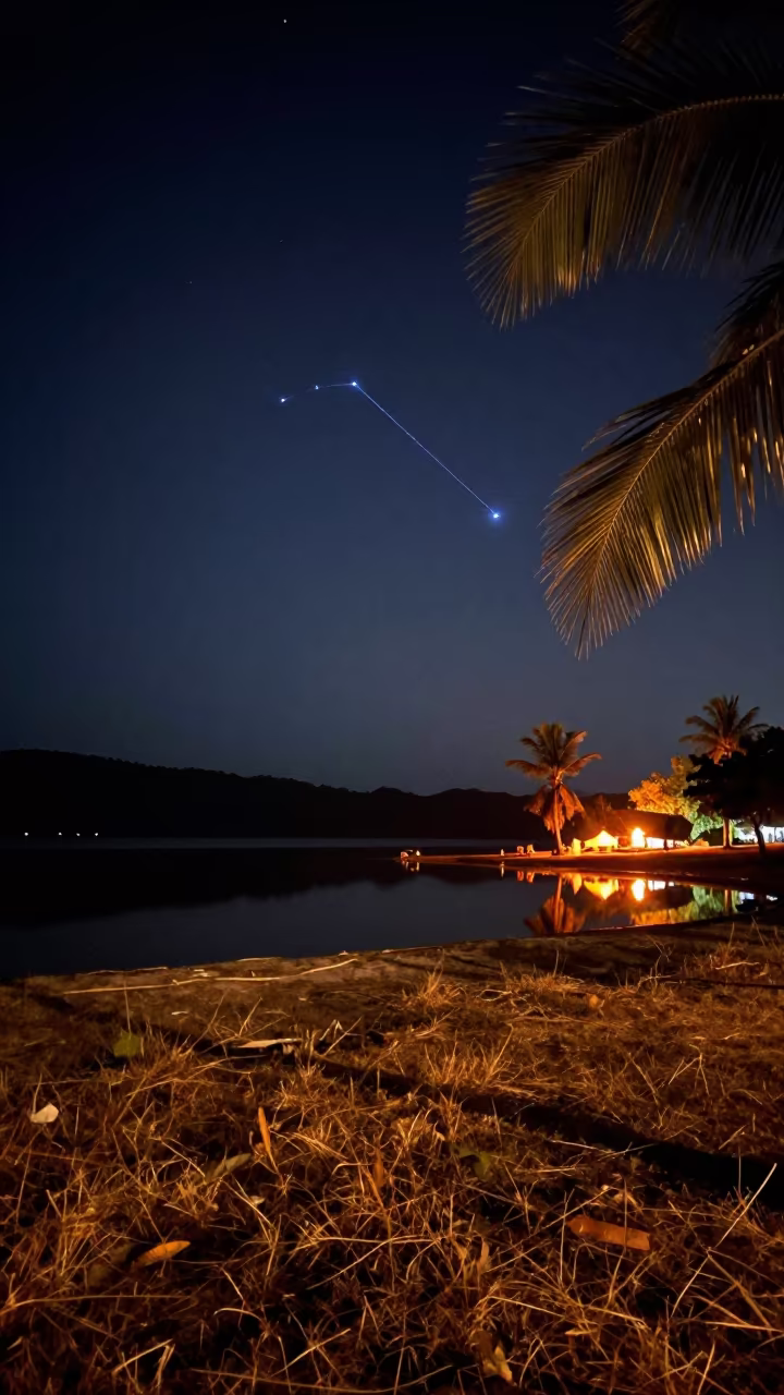 Scorpius Constellation Over Tropical Lagoon in under a dry plateau sky near Phuket
