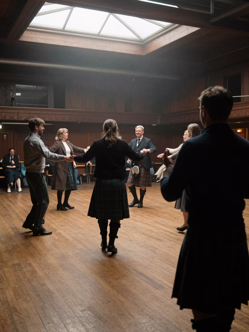 Scottish Ceilidh Band Couples Spinning in Glasgow in in Glasgow