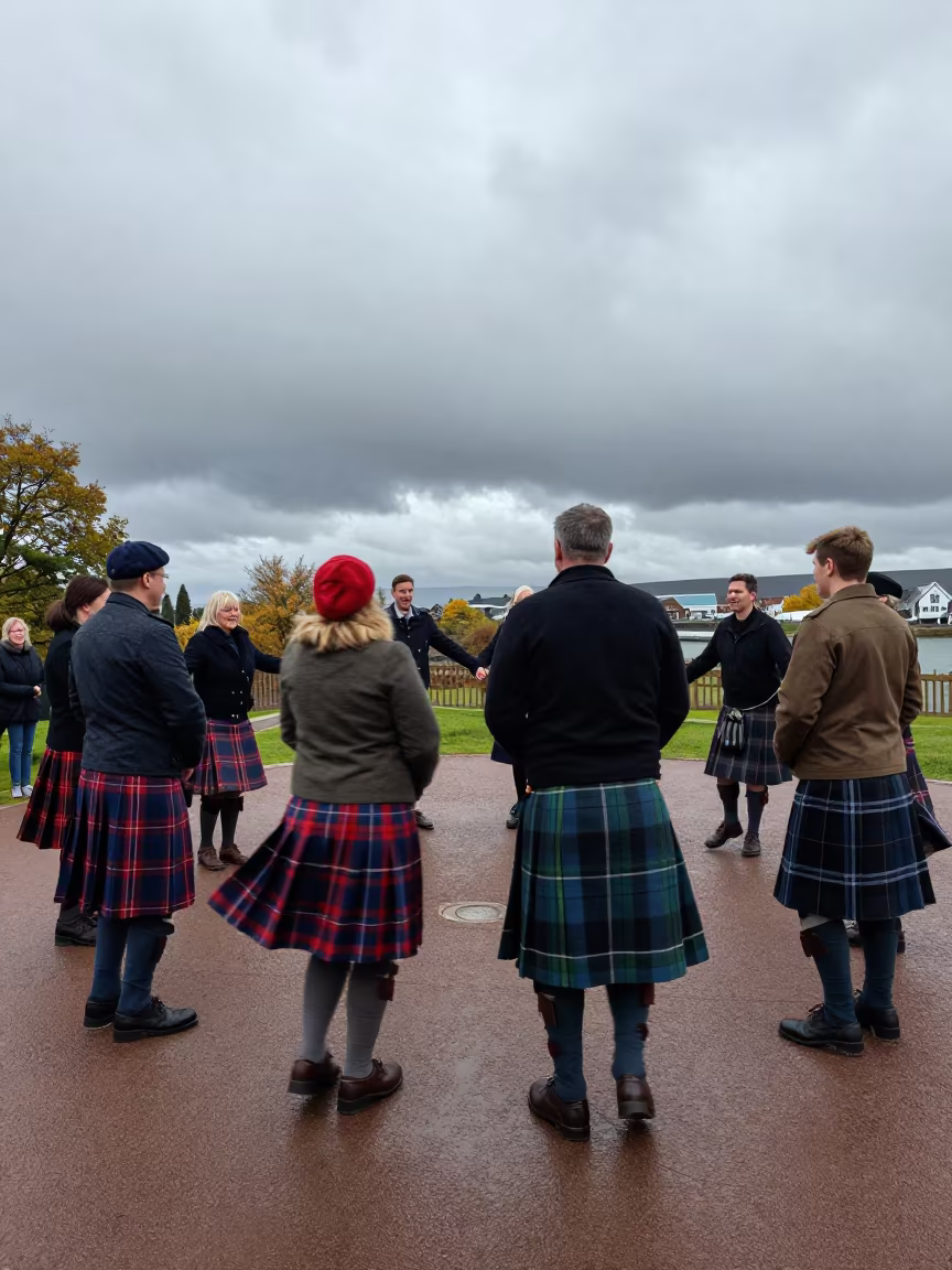 Scottish Ceilidh Dancers Midday Overcast Near Inverness in near Inverness