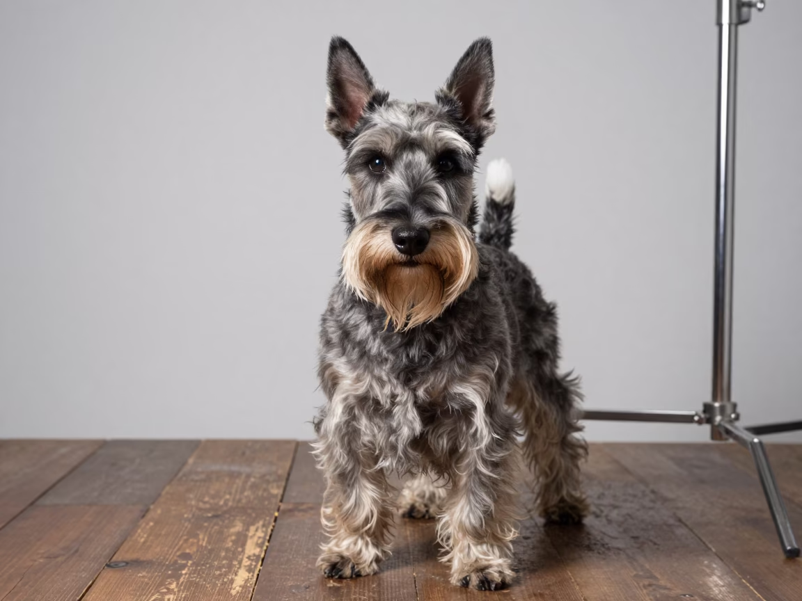 Scottish Terrier Portrait in Agra Studio in in a quiet portrait studio with a plain backdrop and eye-level framing near Agra