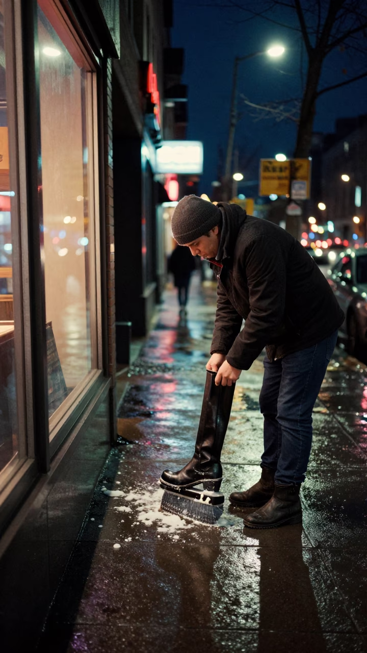 Scraping Boots in Toronto in in Toronto, Ontario, Canada