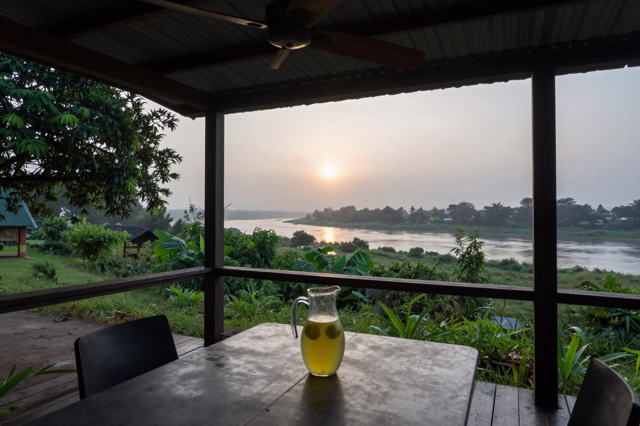 Screened Porch Fan and Lemonade by Wolaita River in by a riverbank near Wolaita Sodo