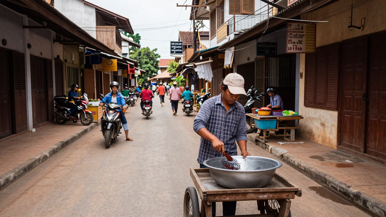 Scrubbing Basin in Luang Prabang in in Luang Prabang, Laos