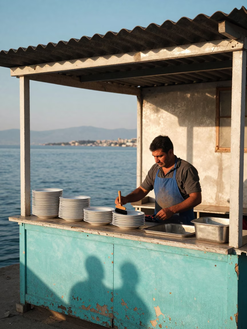 Scrubbing Plates in Izmir in in Izmir, Turkey