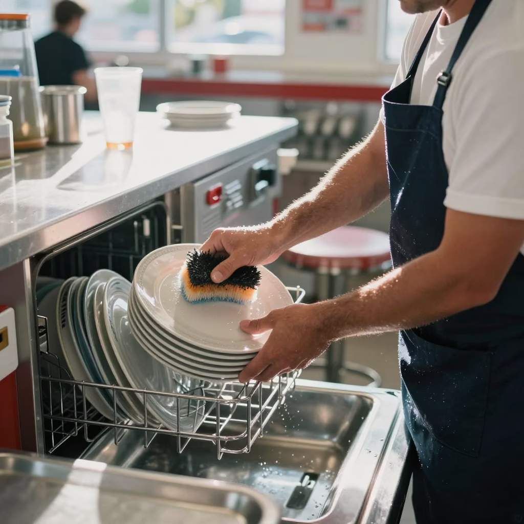 Scrubbing Plates in Miami in in Miami, Florida, United States