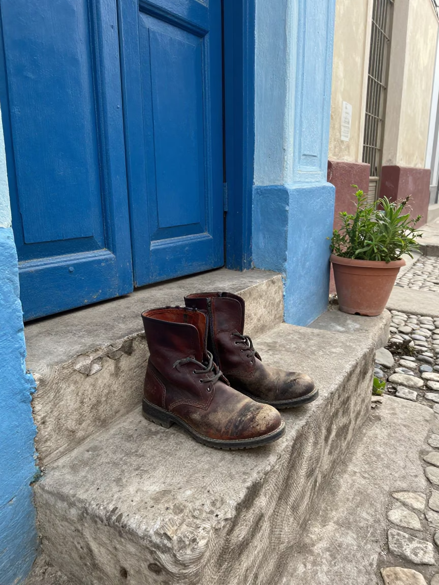Scuffed Leather Boots in Havana in in Havana, Cuba