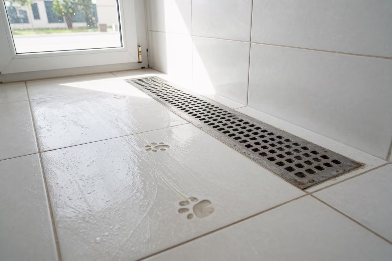 Scuffed Paw Print Tray at Amman Dog Wash in at a self-serve dog wash station in Amman