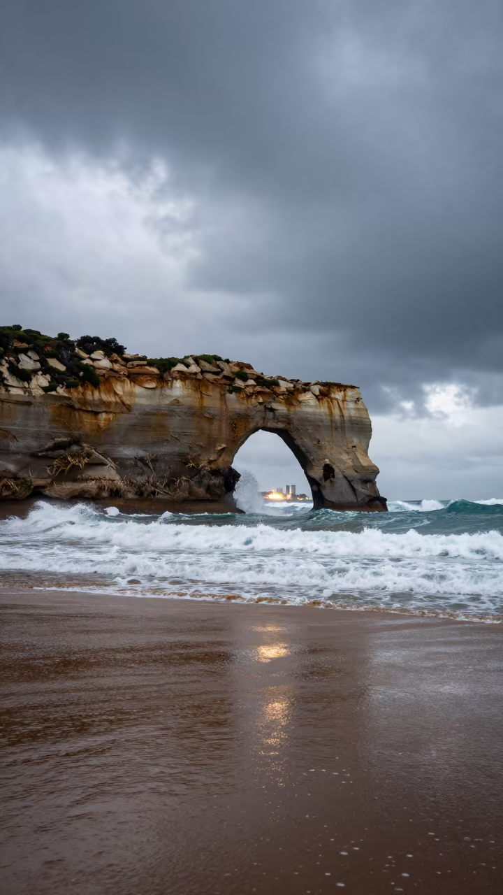 Sea Arch Waves Floodplain Queensland Rainy Season in across a floodplain after rain in Queensland