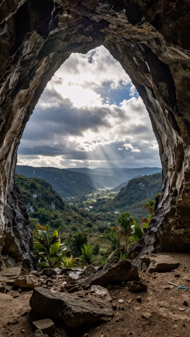 Sea Cave Refracted Light Cuban Valley Afternoon in across a wide valley floor in Cuba